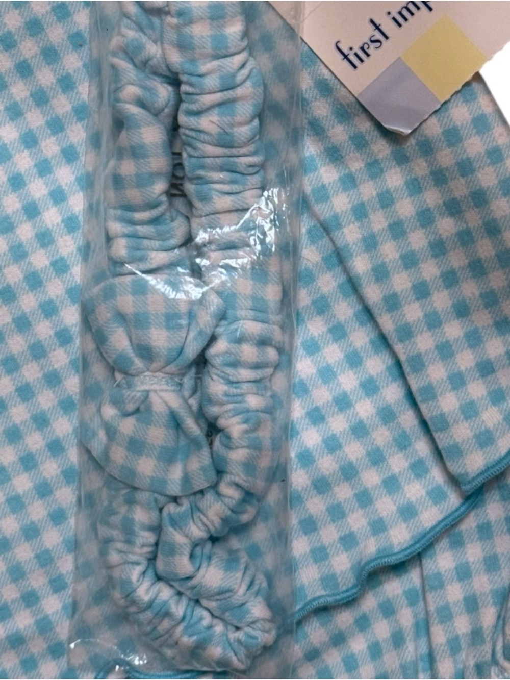 Vintage First Impressions Baby Girl Bubble Romper 6-9M Blue Gingham NWT Floral - Picture 5 of 9
